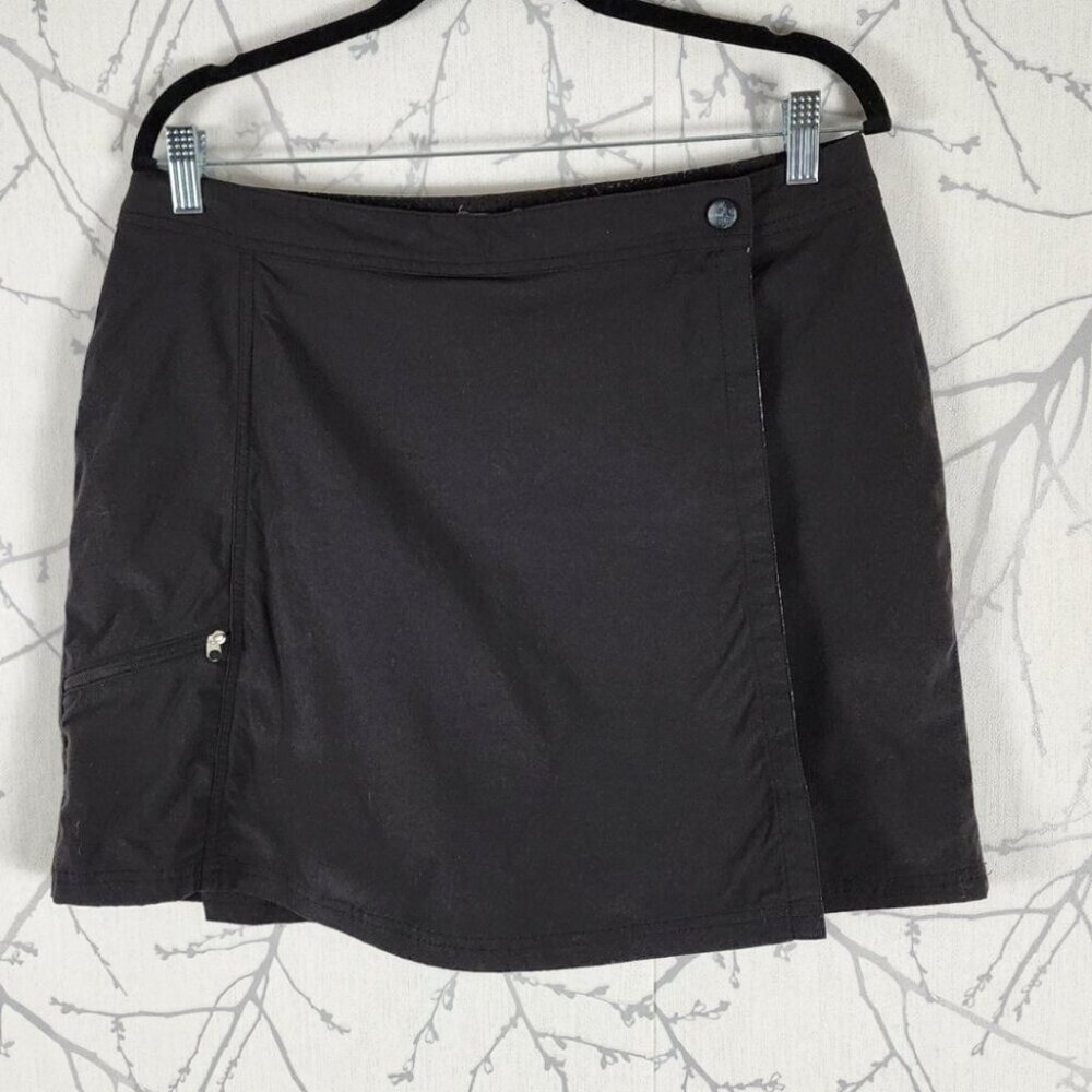 LL Bean Black Wrap Around Mini Skort w/ Zipper Pockets